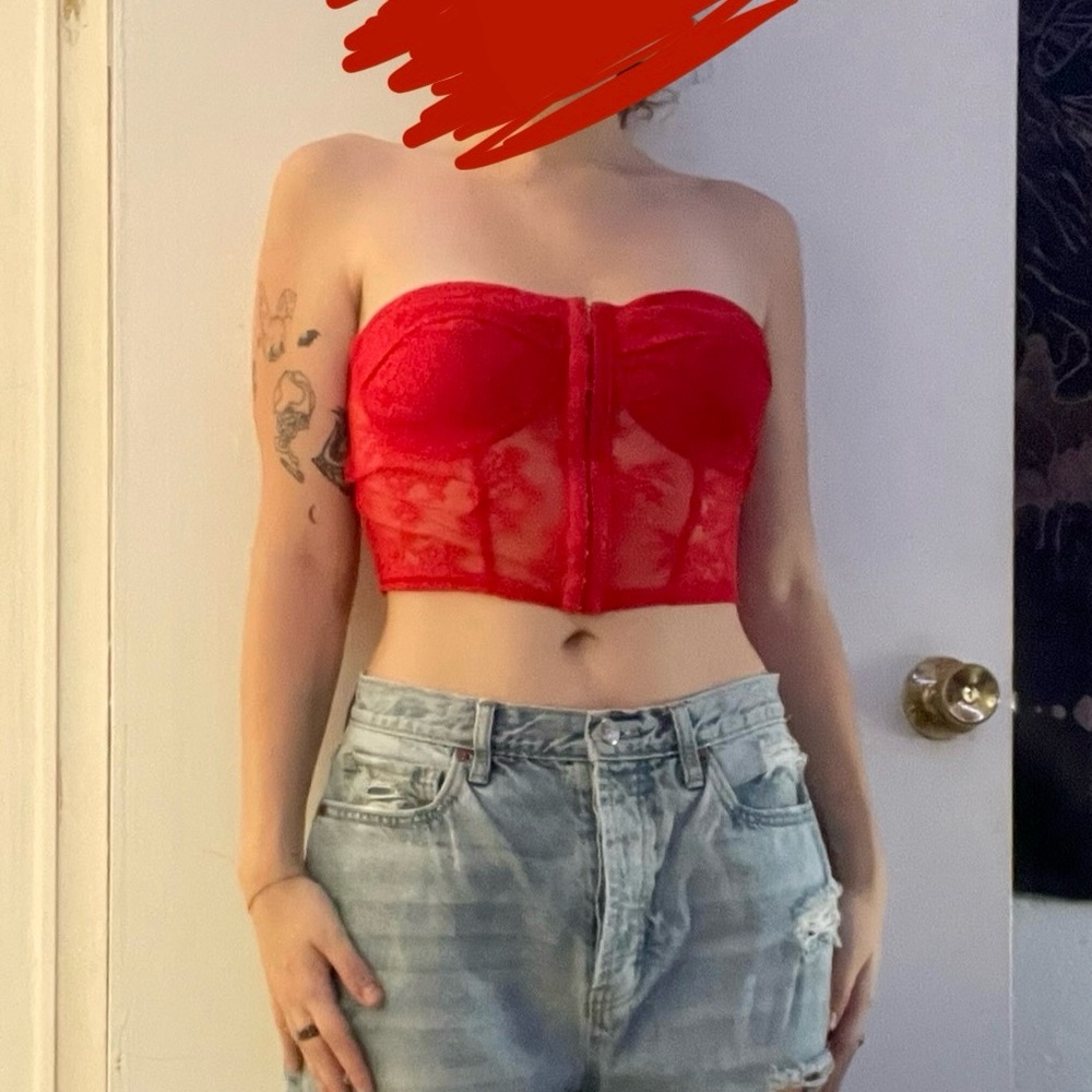 SHEIN Vibrant Red Lace Top